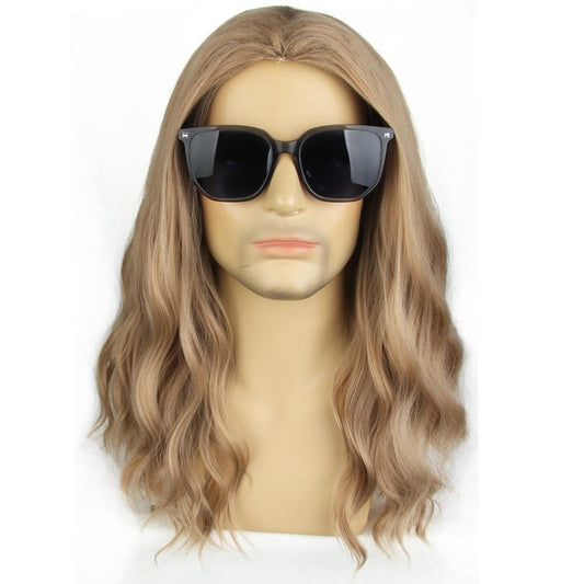 MAGQOO Blonde Wig for Men Long Curly Ash Blonde Wig Dirty Blonde Cosplay Costume Wig