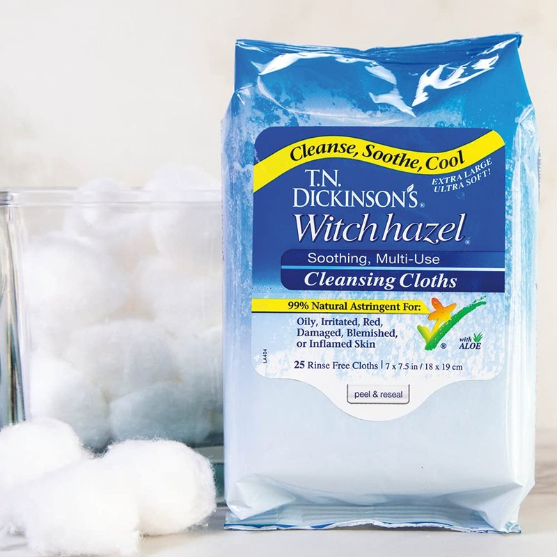 Witch Hazel Cleansing Cloths - Soothing Multi-Use, 25 Count | Alcohol-Free Astringent, 16 oz, Natural
