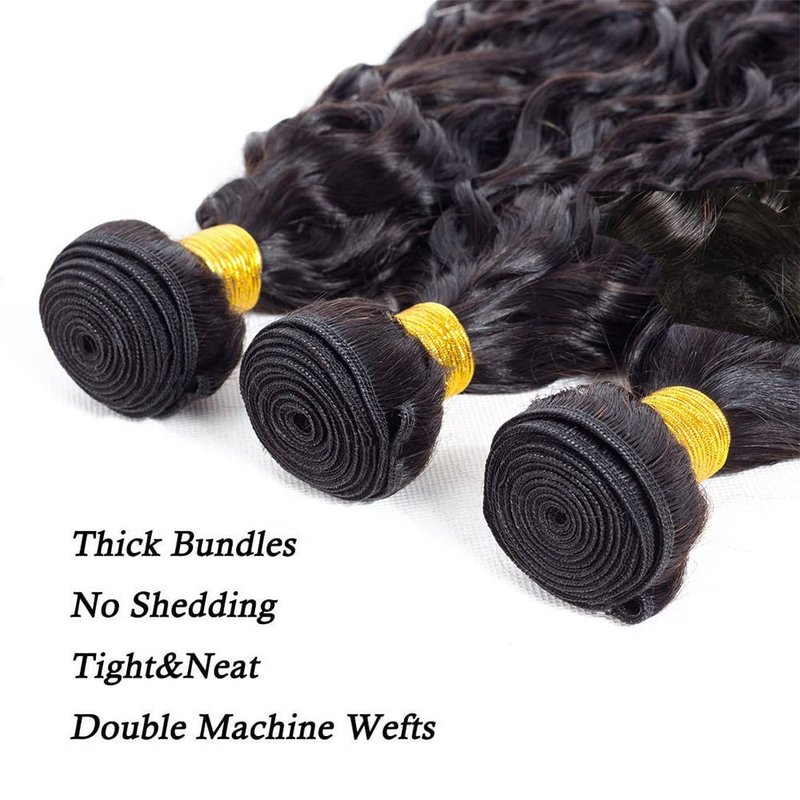 12 14 16 Inch Water Wave Bundles Human Hair 3 Bundles Brazilian Remy Hair 50 Grams/Bundle 10A Grade Unprocessed Virgin Hairs Water Wave Bundle Weaves Extensions for Black Women
