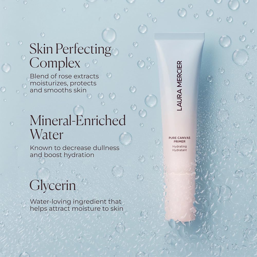Laura Mercier Pure Canvas Primer Hydrating, Improves and Extends Wear of Makeup, Natural Finish, Visibly Plumps Skin, Improves the Look of Fine Lines + Wrinkles, Travel Size