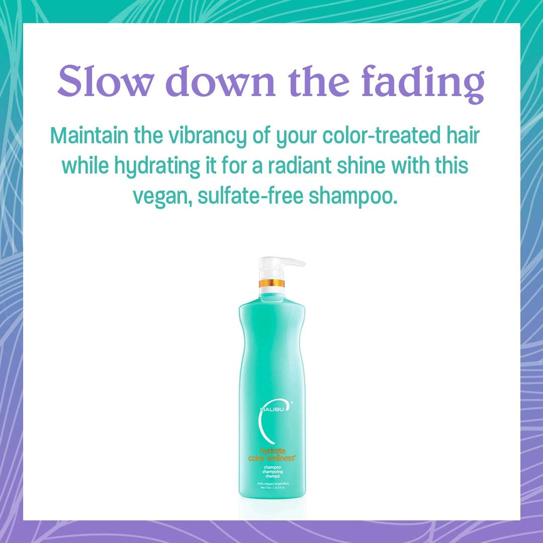 Malibu C Hydrate Color Wellness Duo - Hydrating Shampoo and Conditioner Set for Color-Treated Hair - Extends Color Vibrancy and Longevity - Vegan & Sulfate-Free Hair Care