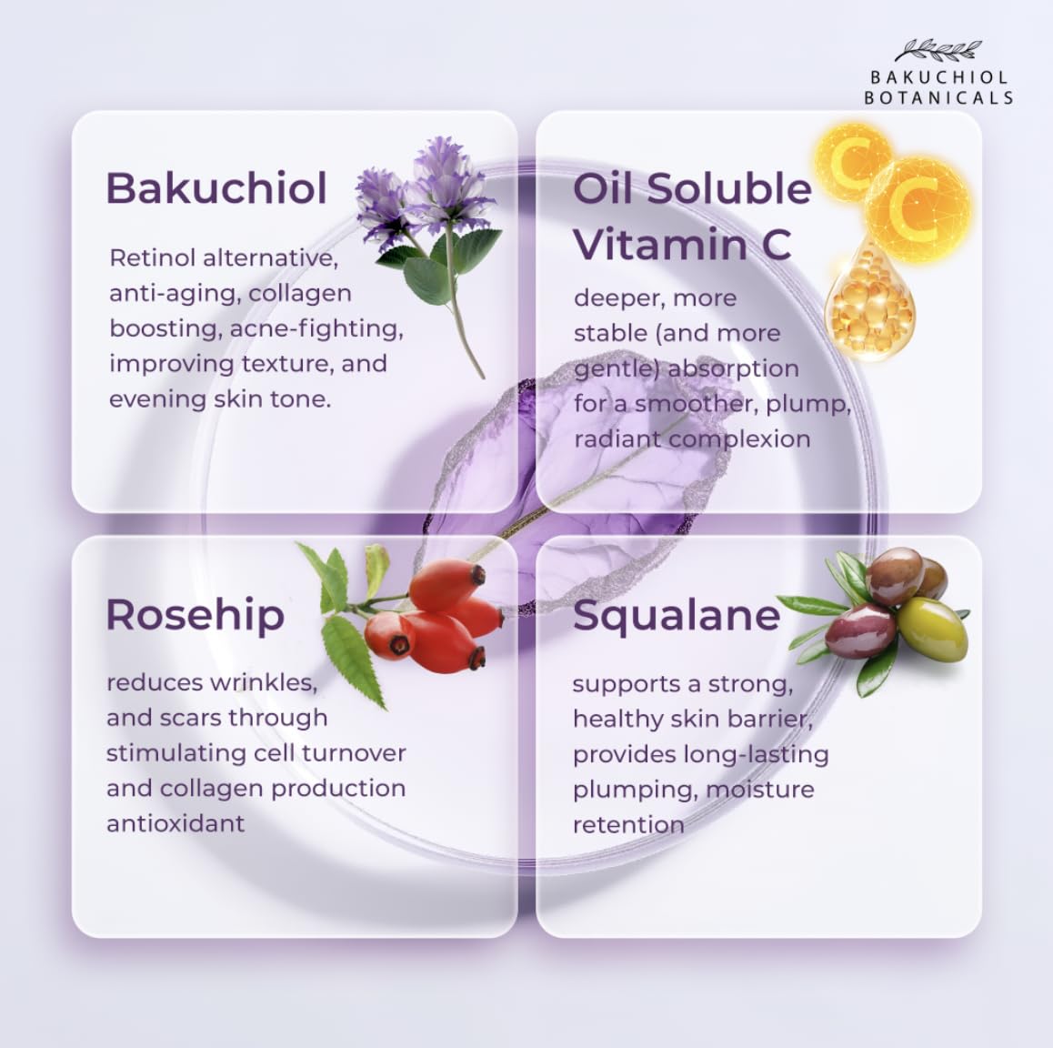 Bakuchiol Botanicals Facial Serum - Natures Plant-Based Retinol - Evens Tone & Complexion - Repairs Acne & Sun Damage - Boost Collagen Production - Smooth Skin - Elasticity - Calms Iritation - 1.7oz