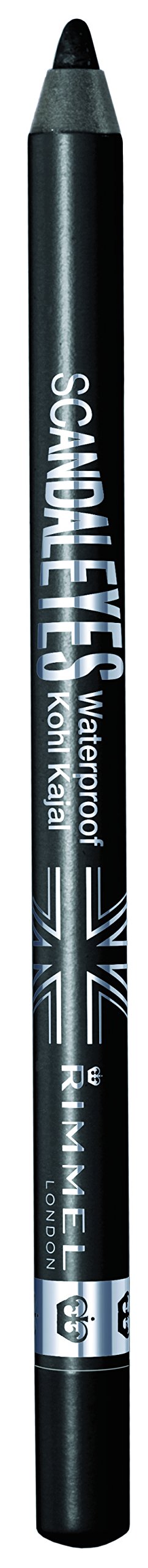 Rimmel London Scandaleyes Waterproof Kohl Kajal Eyeliner Pencil, Intense Color, Long-Wearing, Smudge-Proof, 001, Black, 0.04oz