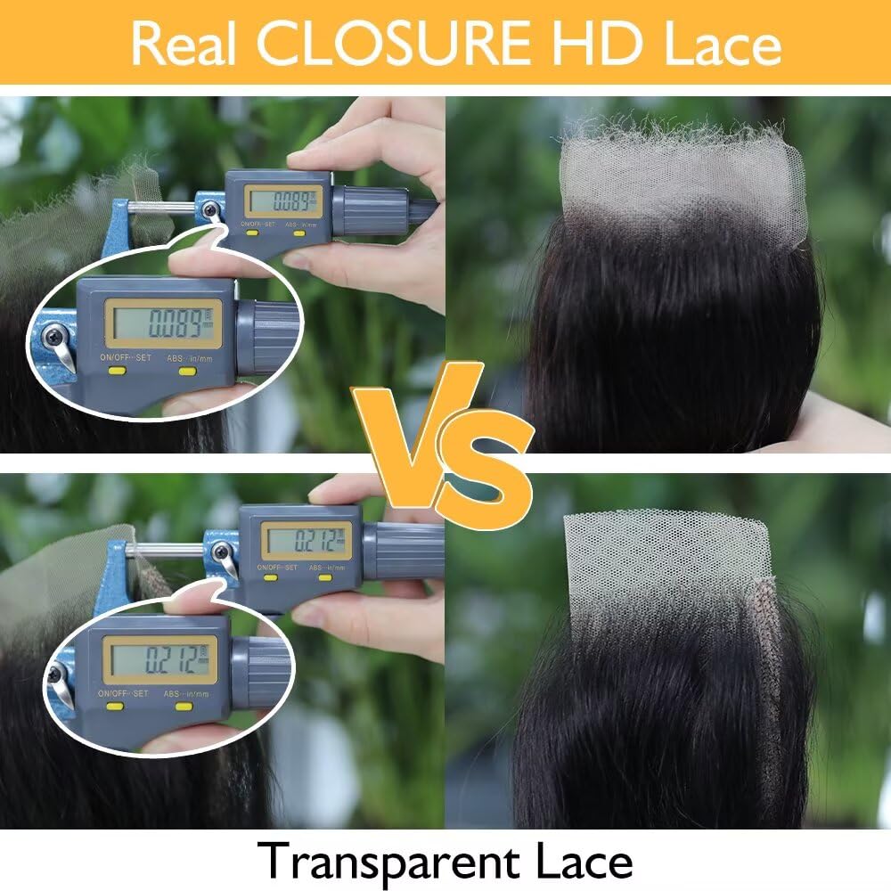 LEISWISS 2x6 HD Lace Closure Body Wave With Raw Human Hair HD Lace 0.10 mm Invisible Ultra-Thin HD Lace Single Knot Pre-Plucked Brazilian Raw Human Hair Nature Black 16 Inch