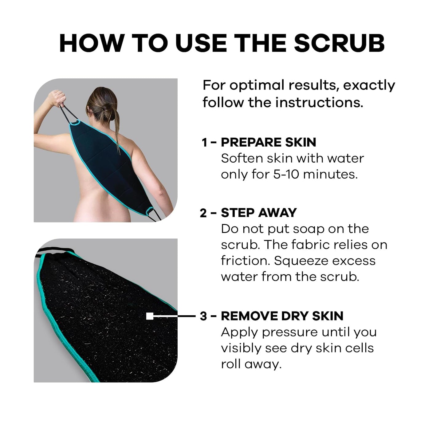Dermasuri - Deep Exfoliating Body Mitt & Back Scrub Bundle - Bath & Shower Body Scrubs - Cleansing & Full Body Exfoliation - Spa Exfoliator Glove - Dry Skin Care Treatment for Women & Men