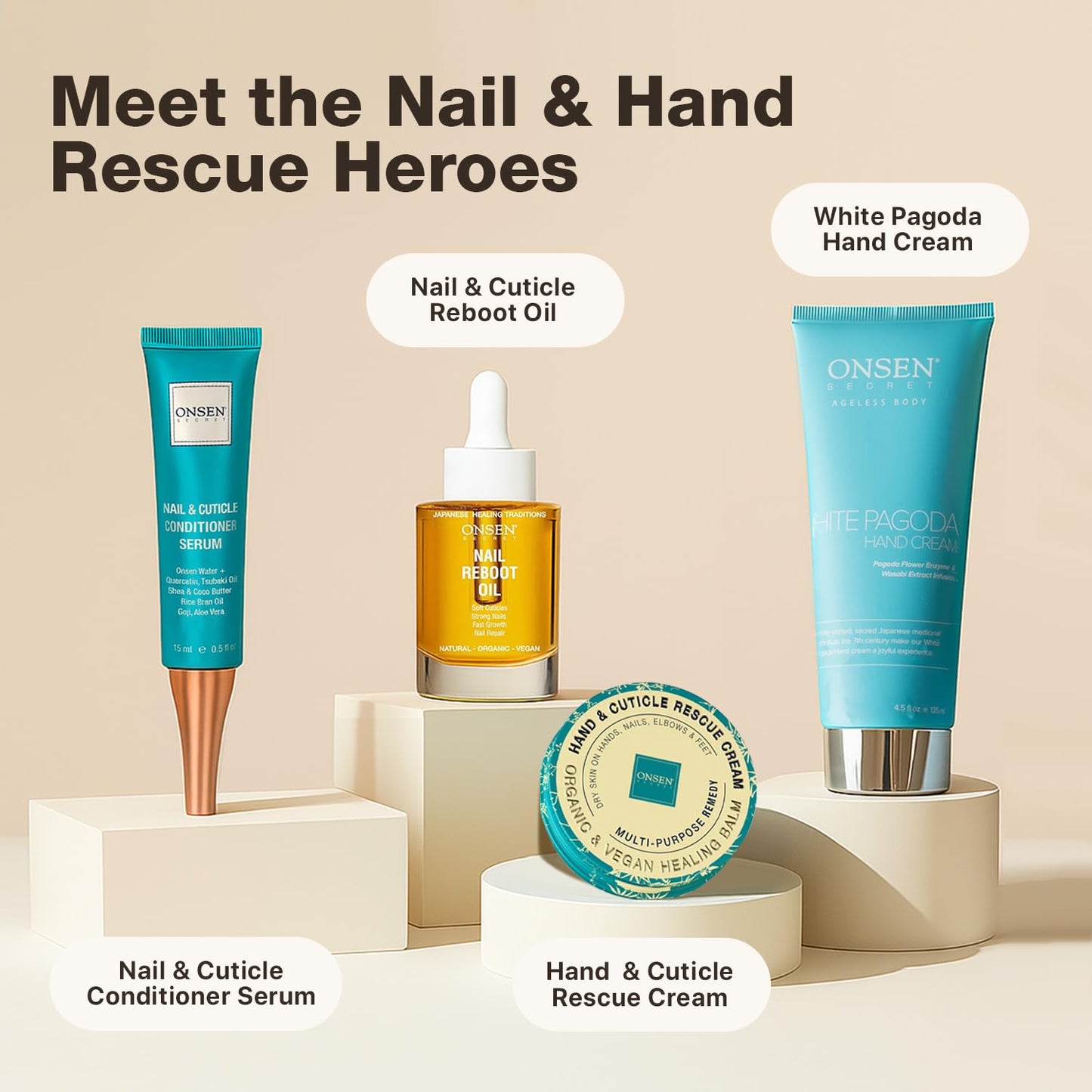 Onsen White Pagoda Hand Cream - Japanese Firming Lotion with Tsubaki, Jojoba & Squalane | Vegan 4.5 oz