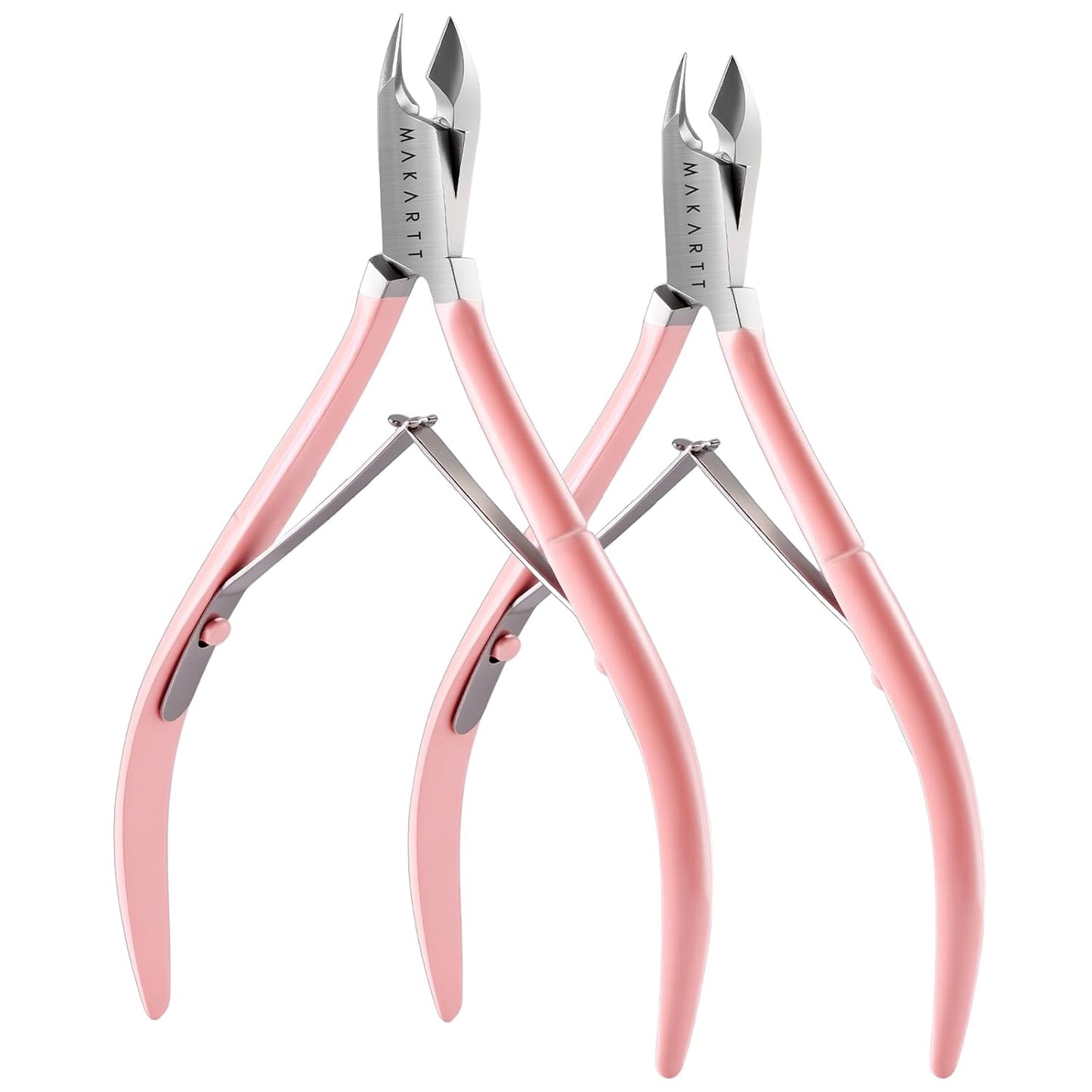 Makartt Cuticle Nippers - Professional 7mm Blade Trimmer with Ergonomic Handle | Pink, 2 Pack for Salon & Home Use