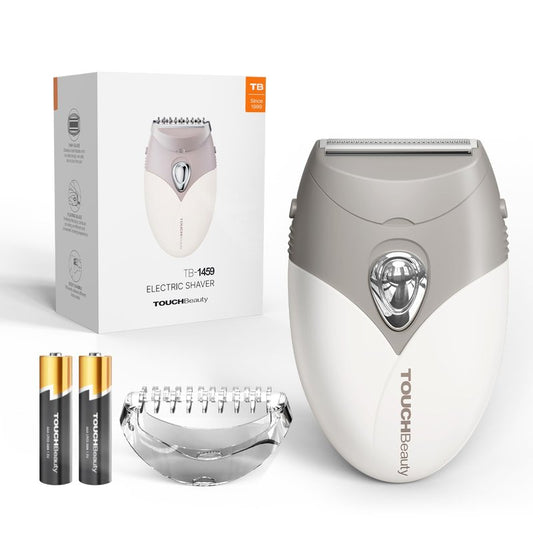 TOUCHBeauty Electric Shaver for Women, Painless Bikini Trimmer with 3-Blade System, Wet/Dry Cordless Foil Razor for Facial, Leg, Underarm & Body Hair, Battery-Powered, Gifts for Women, Gray