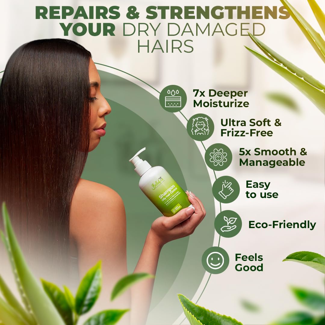 Bellahair Organic Sulfate-Free Tea Tree Shampoo for Curly, Thinning, Color-Treated & Dry Hair – Hair Growth, Frizz Control, Hydration & Volume – Natural Moisturizing Shampoo for Men & Women