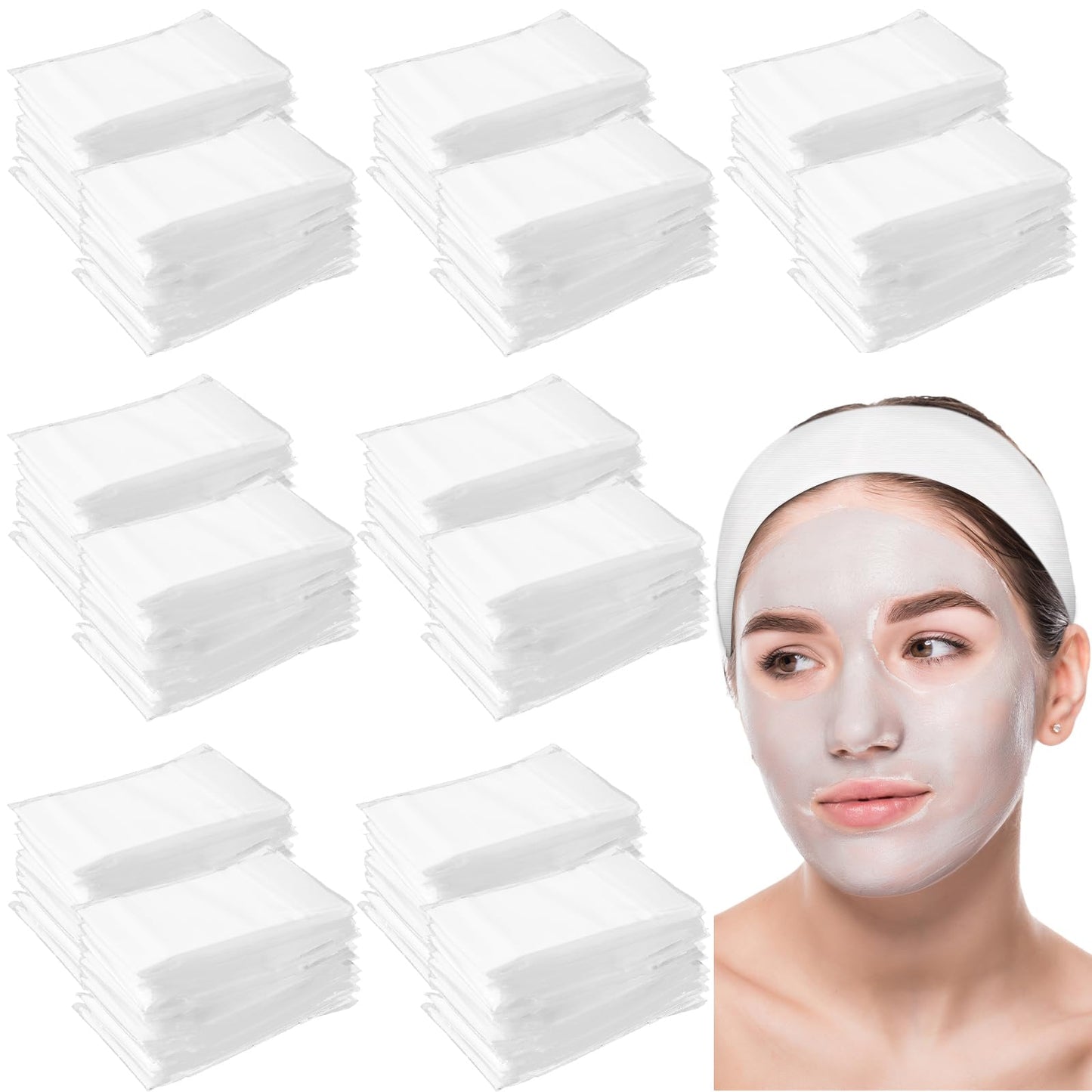 FYSUIMU 250 Pcs Disposable Spa Facial Headbands with Convenient Closure White Stretch Makeup Soft Skin Care Hairband for Women Salons