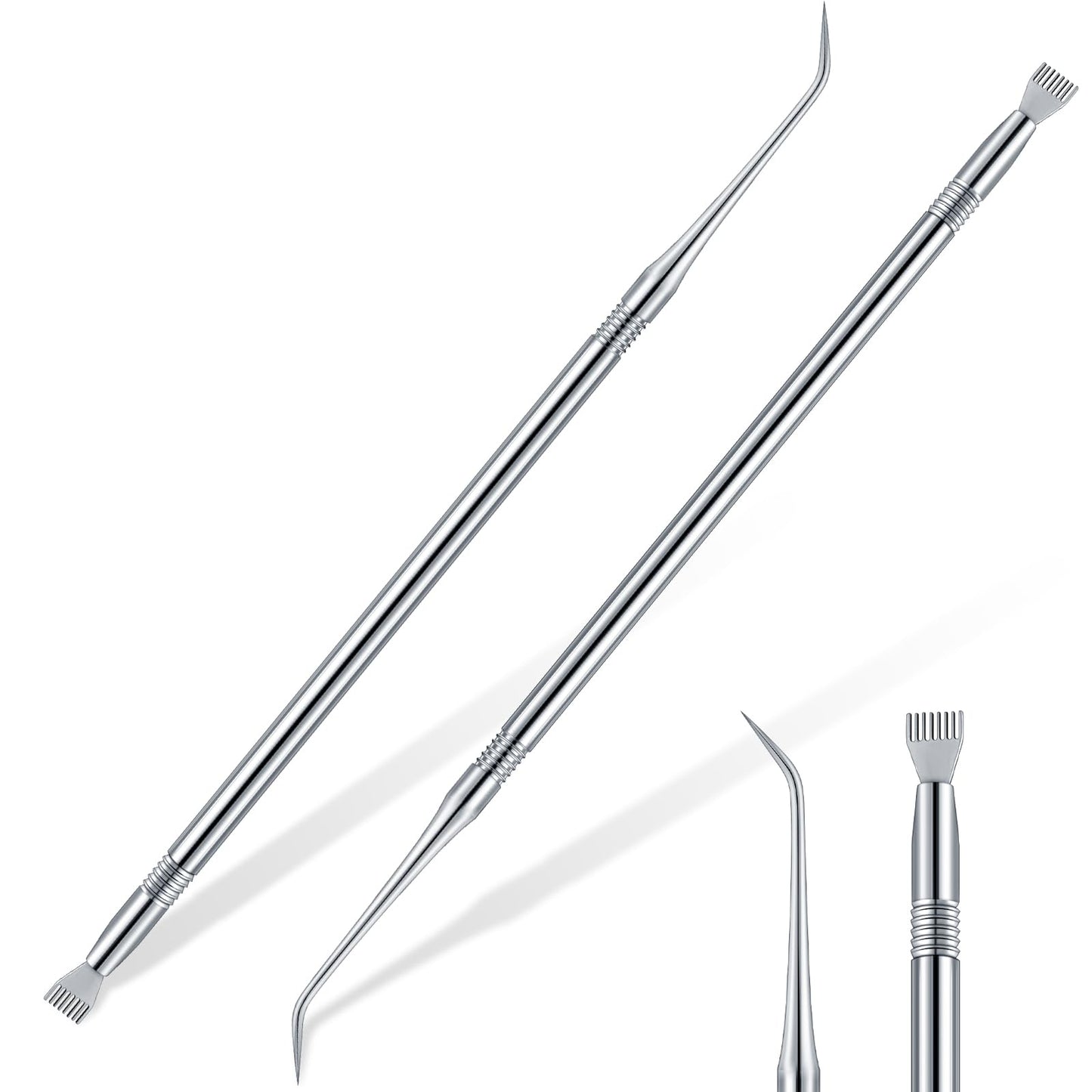 Chumia 2 Pcs Lash Lift Tool, Lash Separator Tint Stainless Steel Metal Lift Rods Beauty Tool with Comb for Eyelash Eyebrow Perming Tinting Curling Extensions Supplies(Silver)