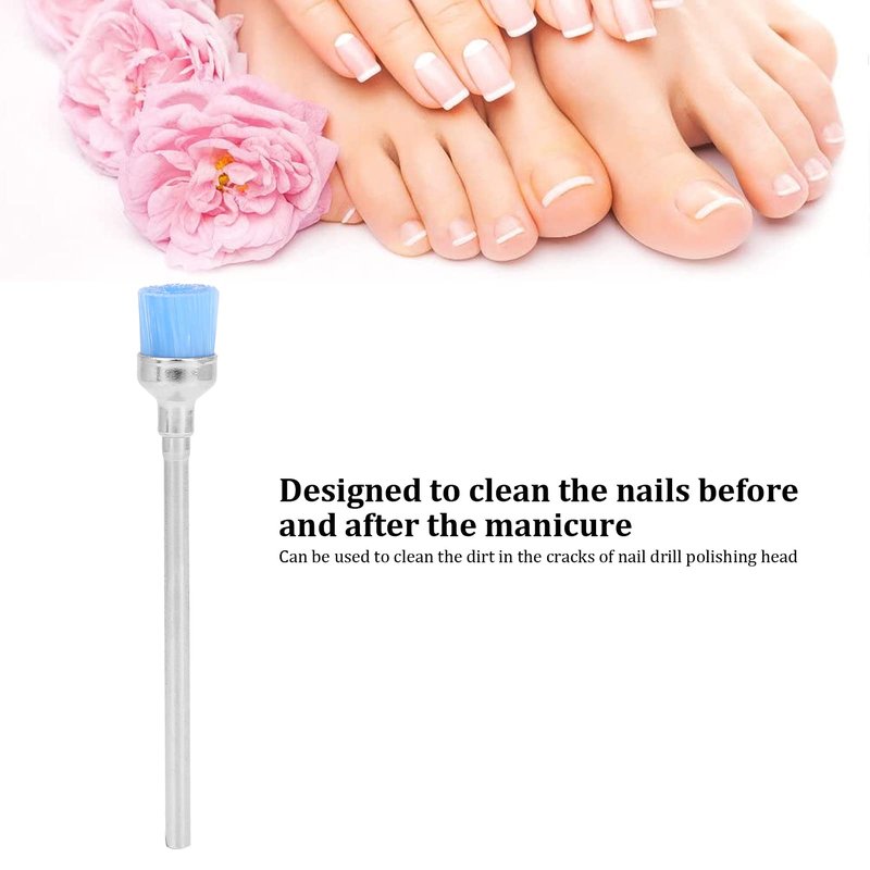100pcs Nail Drill Bit Cleaning Brush, Dust Remover Manicure Tool Accessory Nail Dust Brush Accessory Manicure Pedicure Home Use (Blue)