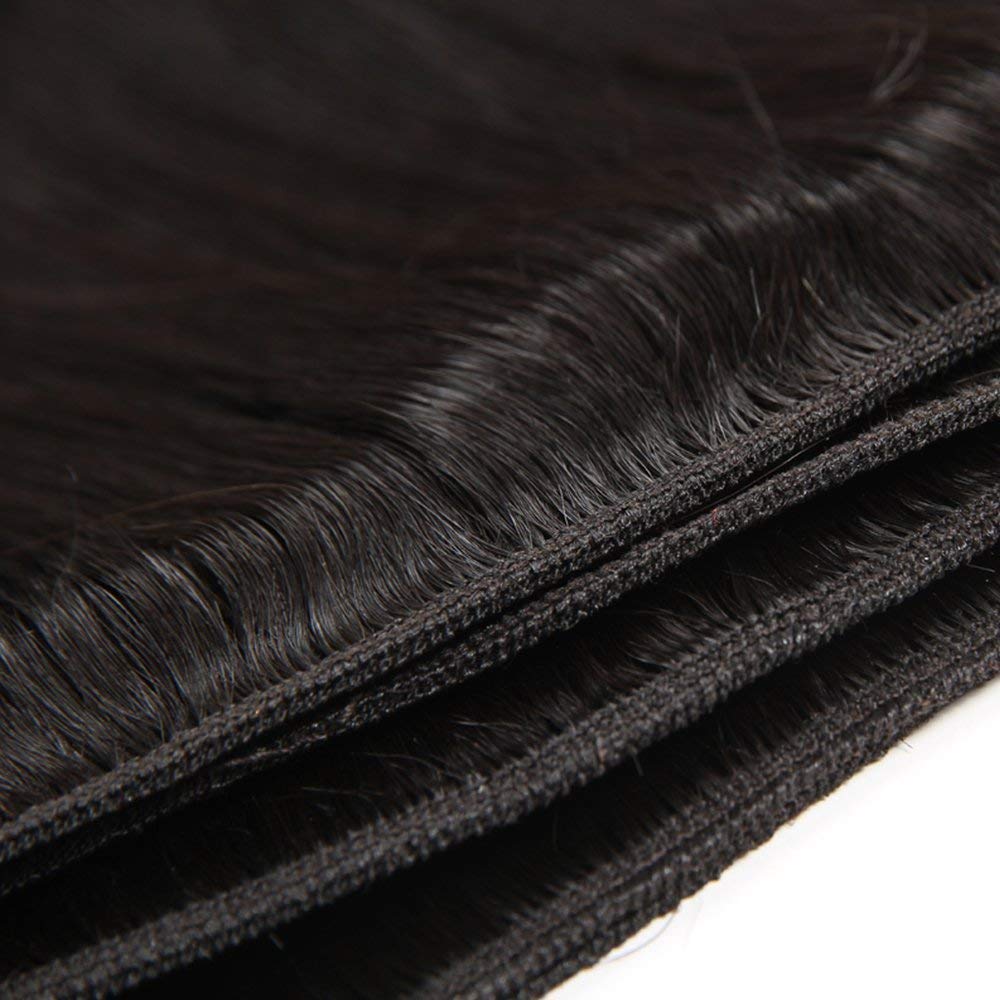 Straight Bundles Human Hair 12 14 16 Inch Human Hair Bundles 100% Unprocessed Brazilian Virgin Hair Extensions Straight Human Hair Weave 3 Bundles Deals Natural Color