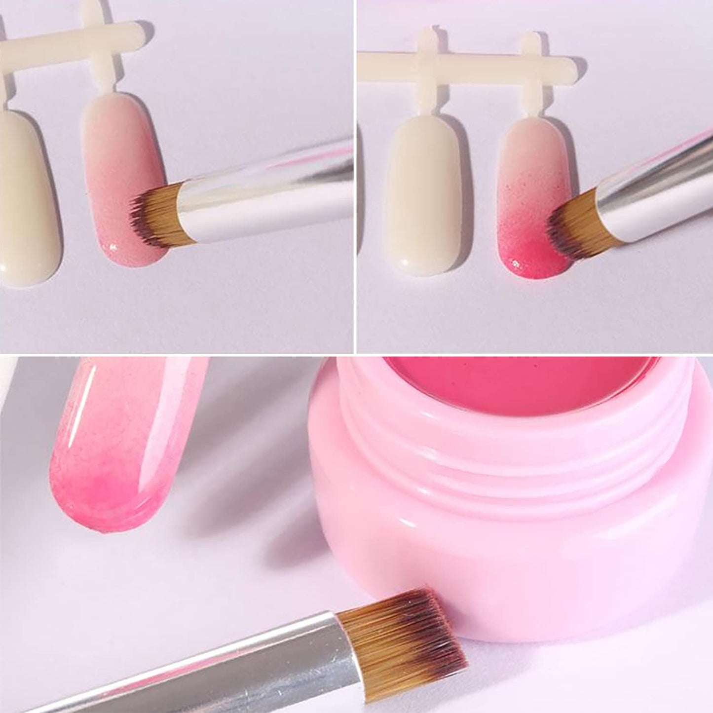 SILPECWEE 3Pcs Ombre Nail Brush, Acrylic Nail Art Brushes, Nail Gradient Brushes Nail Sponges Pen with 4pcs Replaceable Sponge Head Ombre Brush for Nails Manicure Nail Art Tools