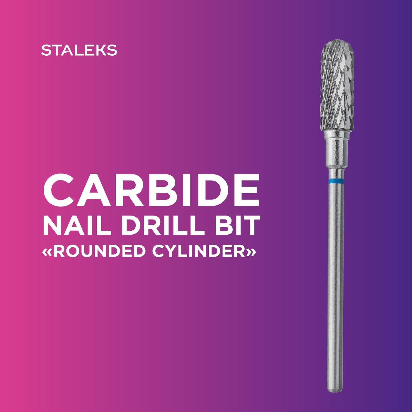 STALEKS PRO Expert Carbide Nail Drill Bit (Rounded Cylinder, Blue, 5mm Head / 13mm WP) – Medium Hardness for Artificial Nail Correction & Hyperkeratosis Removal in Hardware Manicure/Pedicure