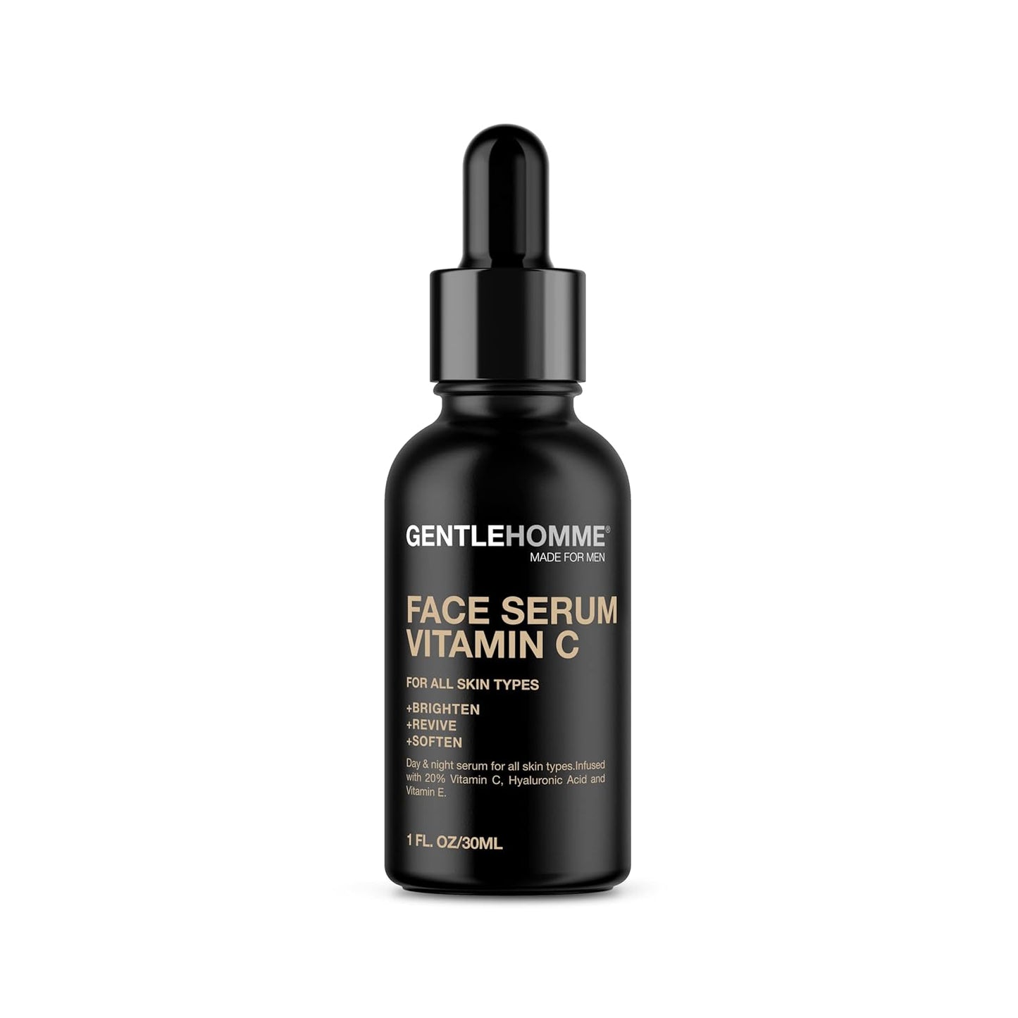 Vitamin C Face Serum for Men - 20% Vitamin C, Hyaluronic Acid & Vitamin E - Brightens & Revives Skin | 1oz
