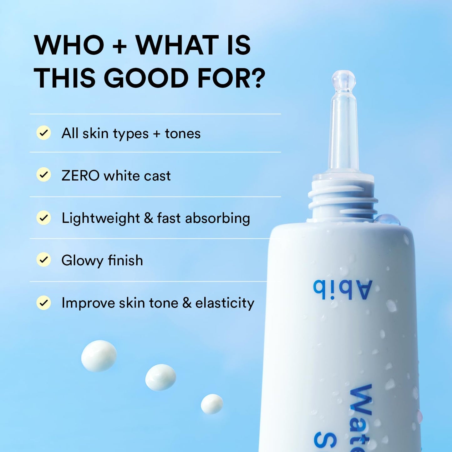Abib Watery Hyaluron Sunscreen Moisture Tube Broad Spectrum SPF 30 1.69 fl oz / 50ml | Korean Suncreen Suncare Sunblock No White cast Hyaluronic Acid Niacinamide Vitamin C Collagen