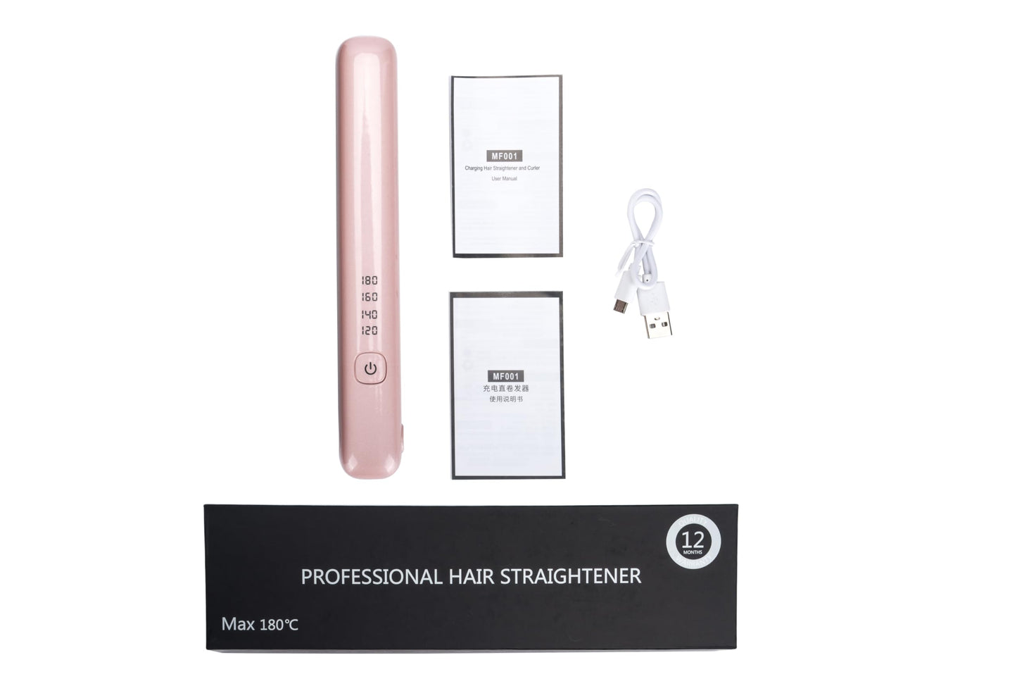 Cordless Hair Straightener & Curling Iron – Rechargeable with 45-Min Runtime for Salon-Perfect Results at Home (Black)
