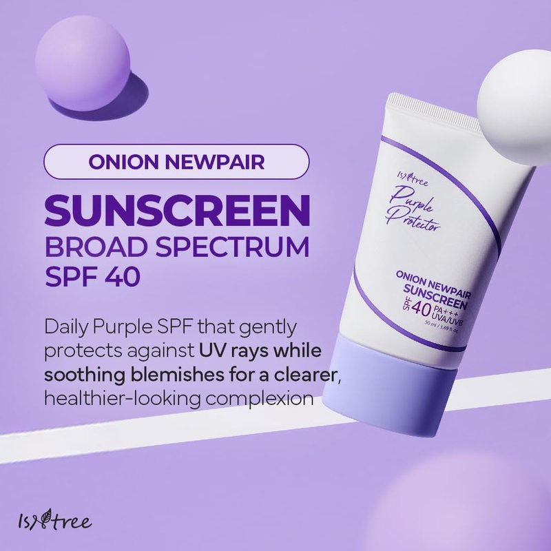 ISNTREE Onion Newpair Sunscreen SPF 40 - Hydrating Purple Sun Protector | 50ml | Evens Skin Tone