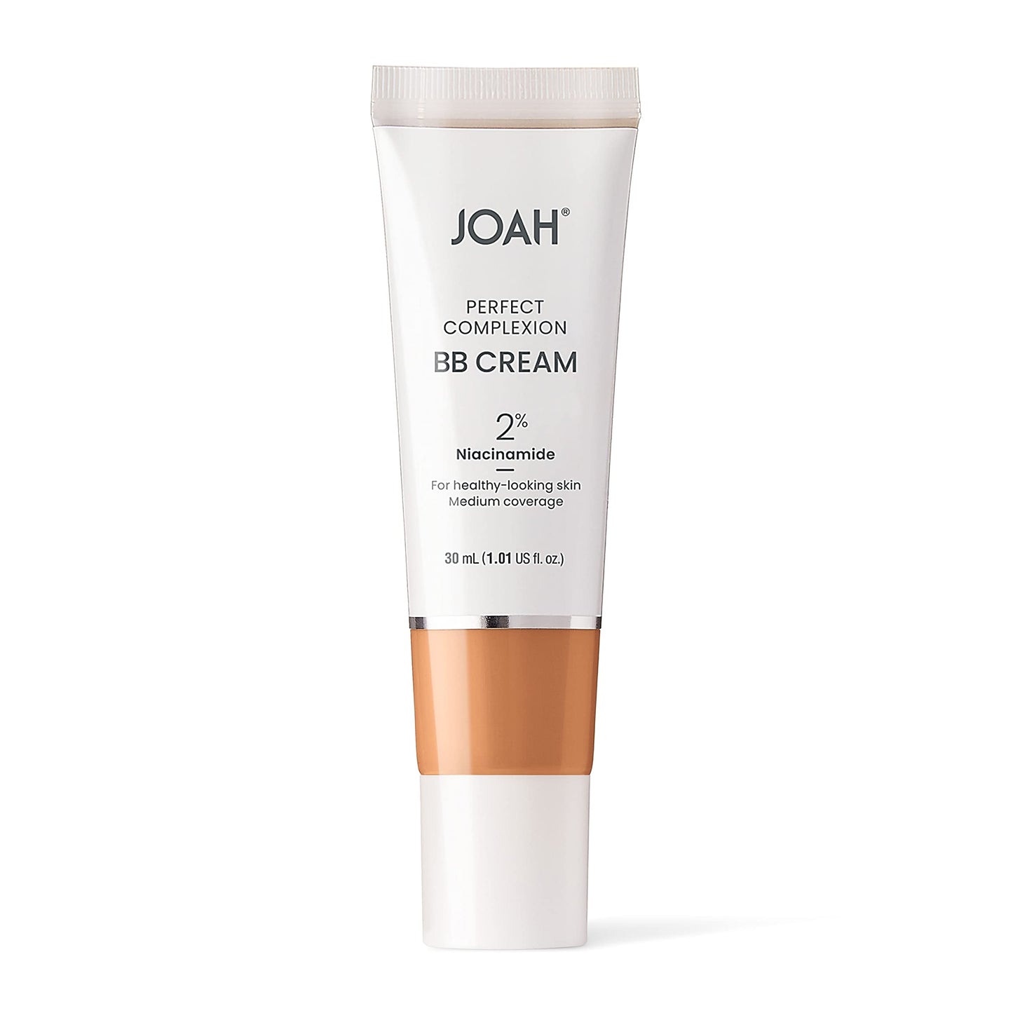 JOAH Beauty Perfect Complexion BB Cream with Hyaluronic Acid and Niaciminade, Korean Makeup with Medium Buildable Coverage, Evens Skin Tone, Lightweight, Semi Matte Finish, Tan with Warm Undertones