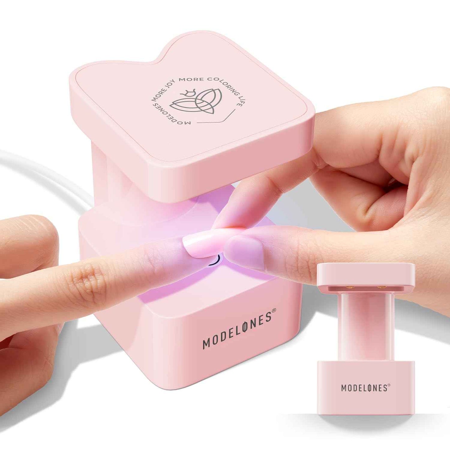 Modelones Cordless Pink UV Nail Lamp & Mini Nail Drill - Portable LED Dryer with 2 Timers for Fast Nail Extensions