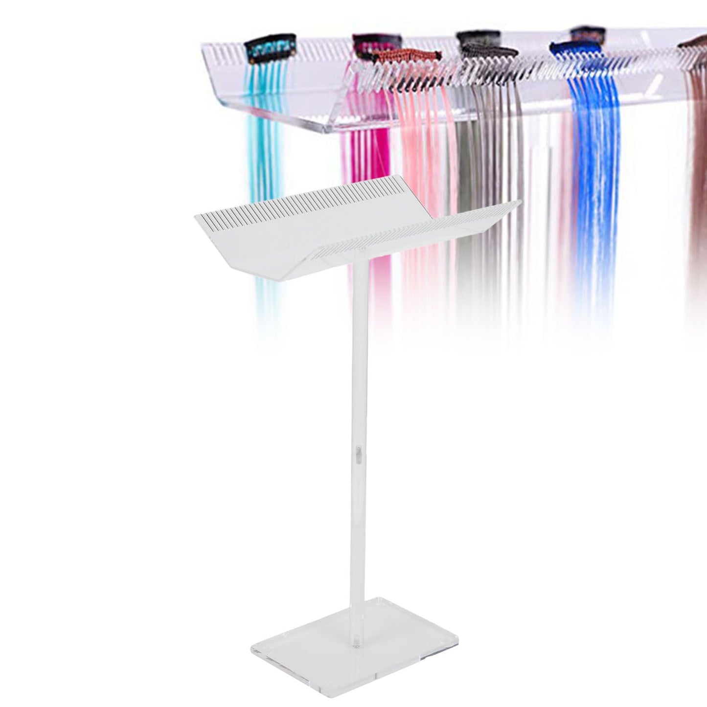 Zetiling Acrylic Hair Extension Holder Double Sided Transparent Hair Rack Stand for Wigs, Adjustable Height Braiding Hair Separator Organizer, Large Capacity, Wall Mounted Installation