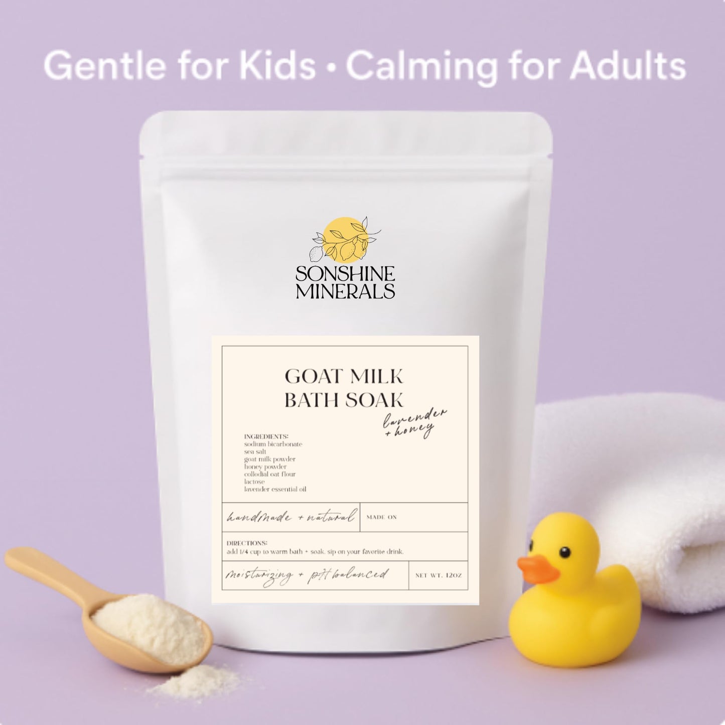 Goat Milk Bath Soak with Colloidal Oatmeal & Honey (12oz) + Unscented Goat Milk Lotion (8oz Pump) | Sensitive Skin Care Duo for Soothing, Hydrating, and Calming Dry Skin