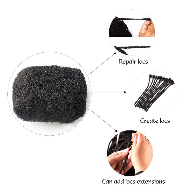 100% Human Hair Afro Kinky Bulk - 18 Inch, 50g for Dreadlock Extensions, Braids & Twists | Bleachable & Dyeable