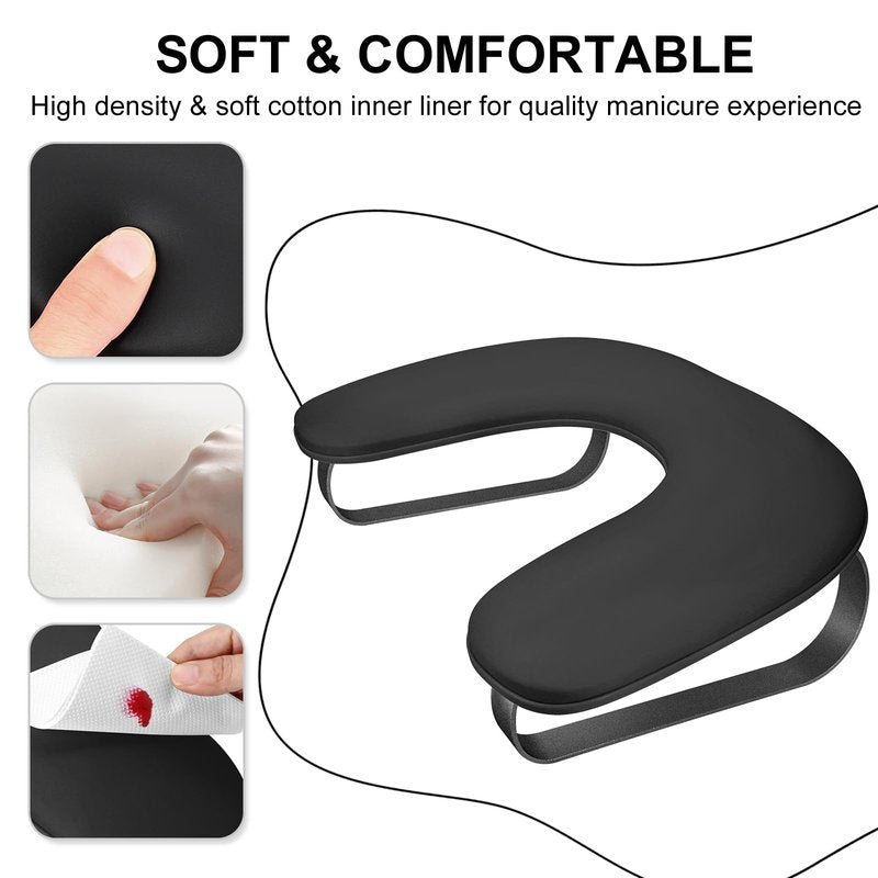 Arm Rest for Nails Tech,U-shaped Manicure Nail Arm Rest Stand,Cleanable Leather Hand Rest Pillow for Acrylic Nails Salon Home,Aluminum Alloy Holder,Anti-slip Pads