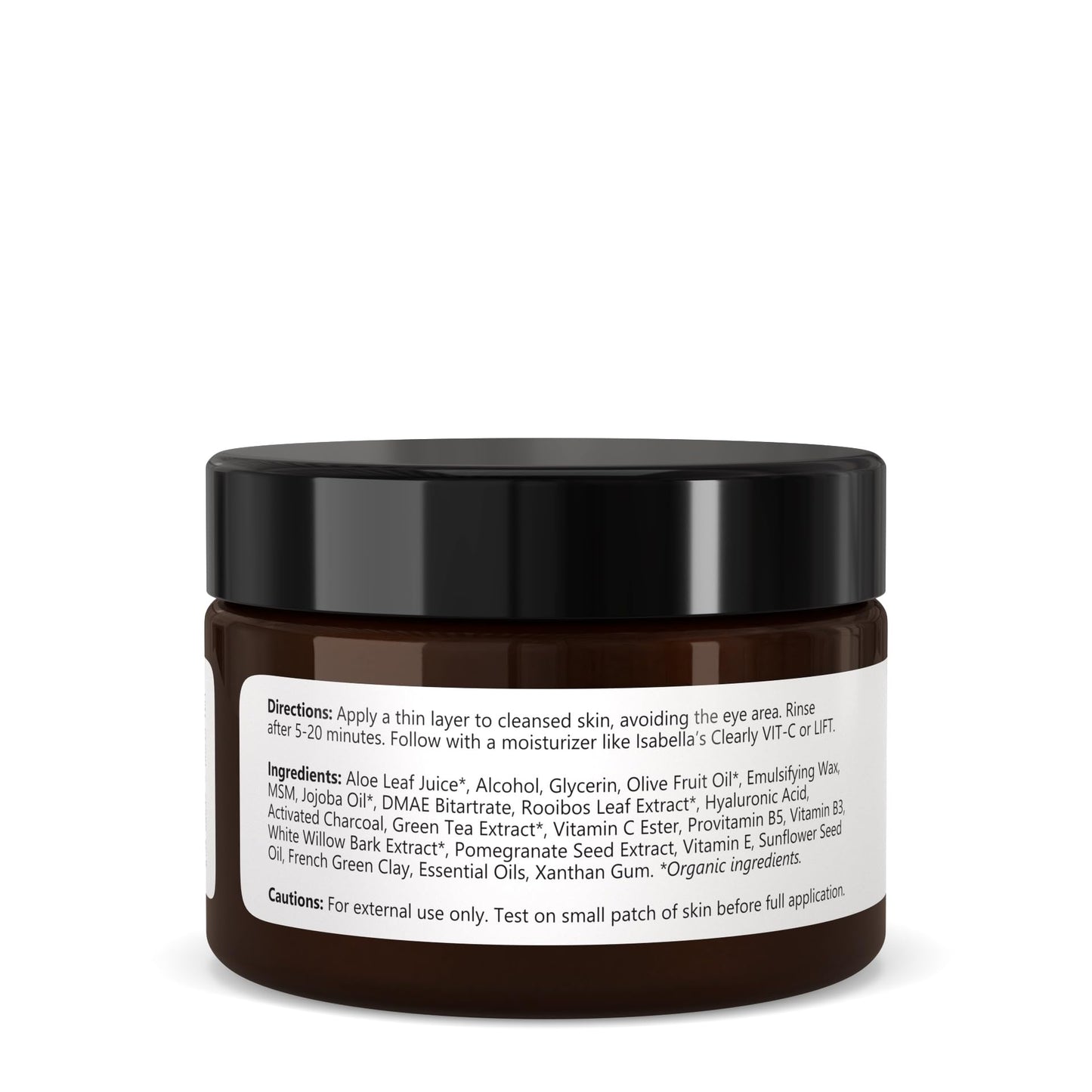 Isabella's Clearly MASK, Deep Pore Cleansing Charcoal Face Mask with Anti Ageing Hyaluronic Acid | Natural Skin Care for Wrinkles, Blackheads, Large Pores, Acne | Includes Applicator Brush