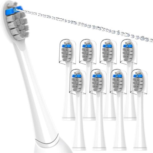 Replacement Brush Heads for Waterpik Sonic Fusion 2.0 - 8 Pack with Protective Caps | Compatible with SF-01W, SF-02W, SF-03, SF-04