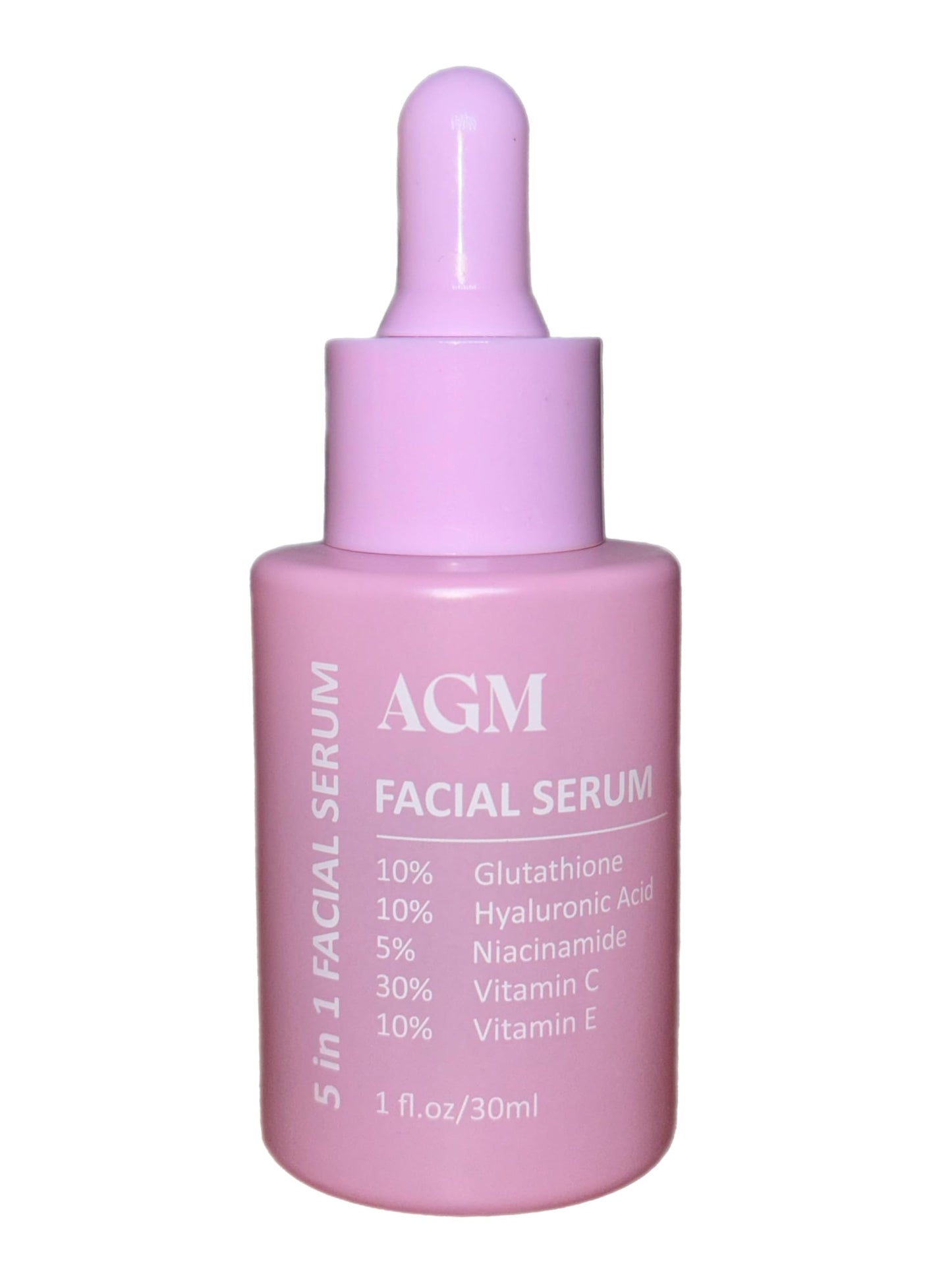SERUM FACIAL 5 EN 1 - GLUTATIÓN,ÁCIDO HIALURÓNICO, VITAMINA C, VITAMINA E Y NIACINAMIDA - ANTIMANCHAS E HIDRATANTE, ANTIEDAD, ILUMINADOR, ANTIACNÉ, CONTROLADOR DE GRASA Y REAFIRMANTE - 30 ML