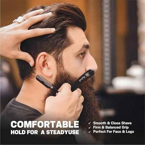 Professional Straight Edge Barber Razor ? 60 Single/30 Double-Sided Stainless Steel Blades for Men & Women, with Leather Case (Silver)