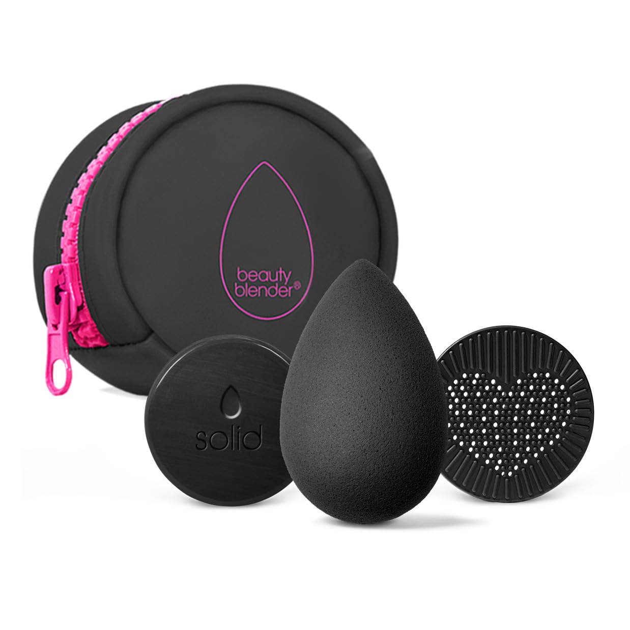 Beautyblender® Charcoal Blend & Cleanse 4-Piece Makeup Sponge Set | Pro Black, Vegan, Travel Case