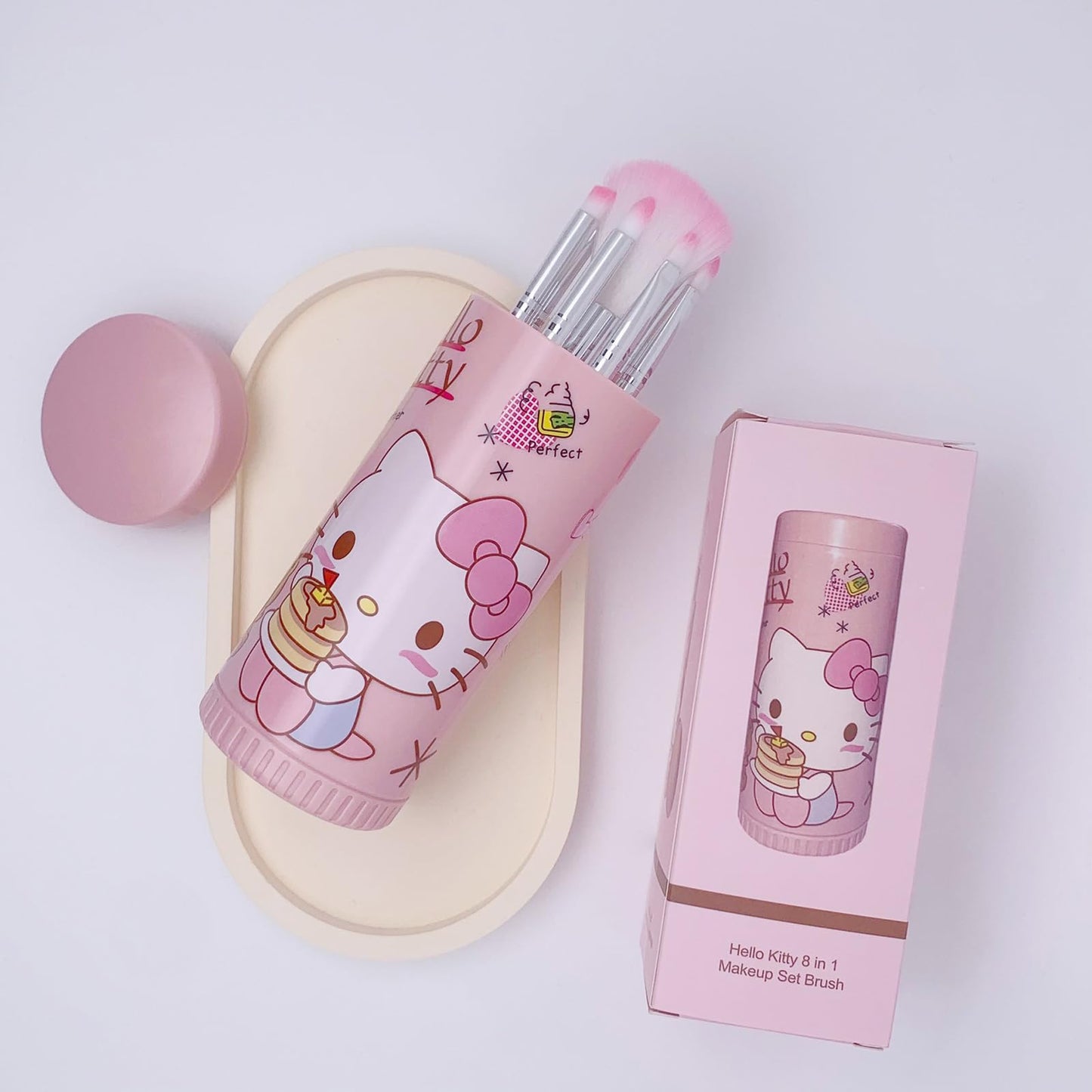 Cute Makeup Brush Set, 8 Pcs Pink Makeup Brushes and Makeup Brush Holder, Eyeshadow Lip Gloss Cosmetic Brushes Kit for Girls (Pink)