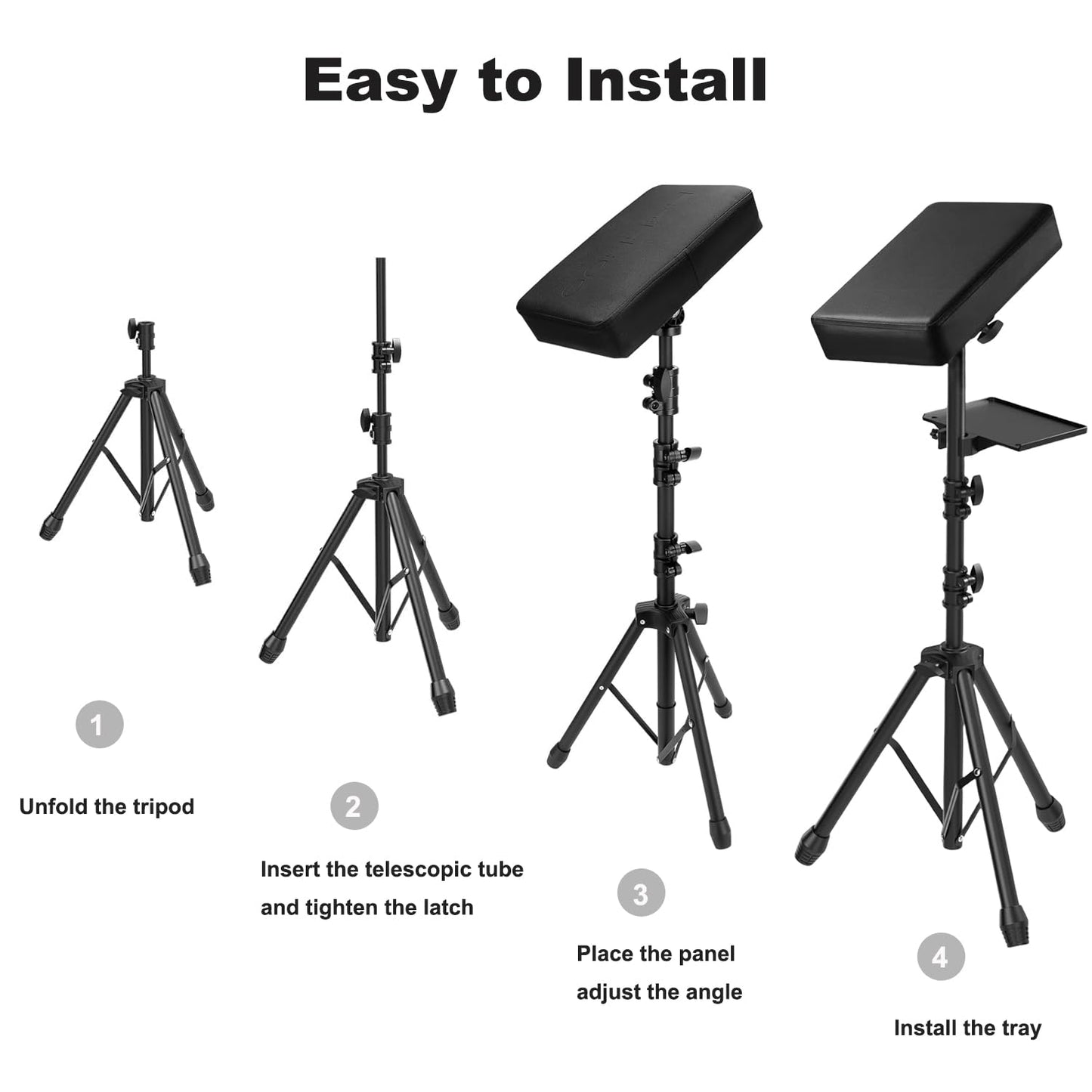 NATUMER Tattoo Armrest Stand with Tray & Tripod Base — Tattoo Arm Leg Rest Stand Adjustable Height & Angle, Portable Leather Support for Tattoo Artists, Studios & Mobile Work