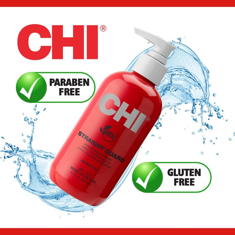 CHI Straight Guard Smoothing Styling Cream - Frizz Control & Lightweight Anti-Humidity Formula | 8.5 Oz