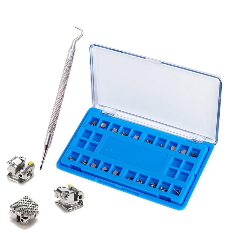 EASYTODENTA Dental Orthodontic Self-Ligating Metal Bracket Passive Dental Metal Braces with Open Tools Slot (ROTH 022 345 with HOOKS)
