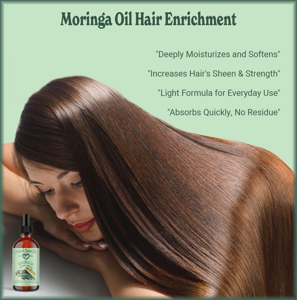 Moringa Oil - Organic Cold-Pressed Oil for Skin & Hair | 16 oz Nutrient-Rich Formula