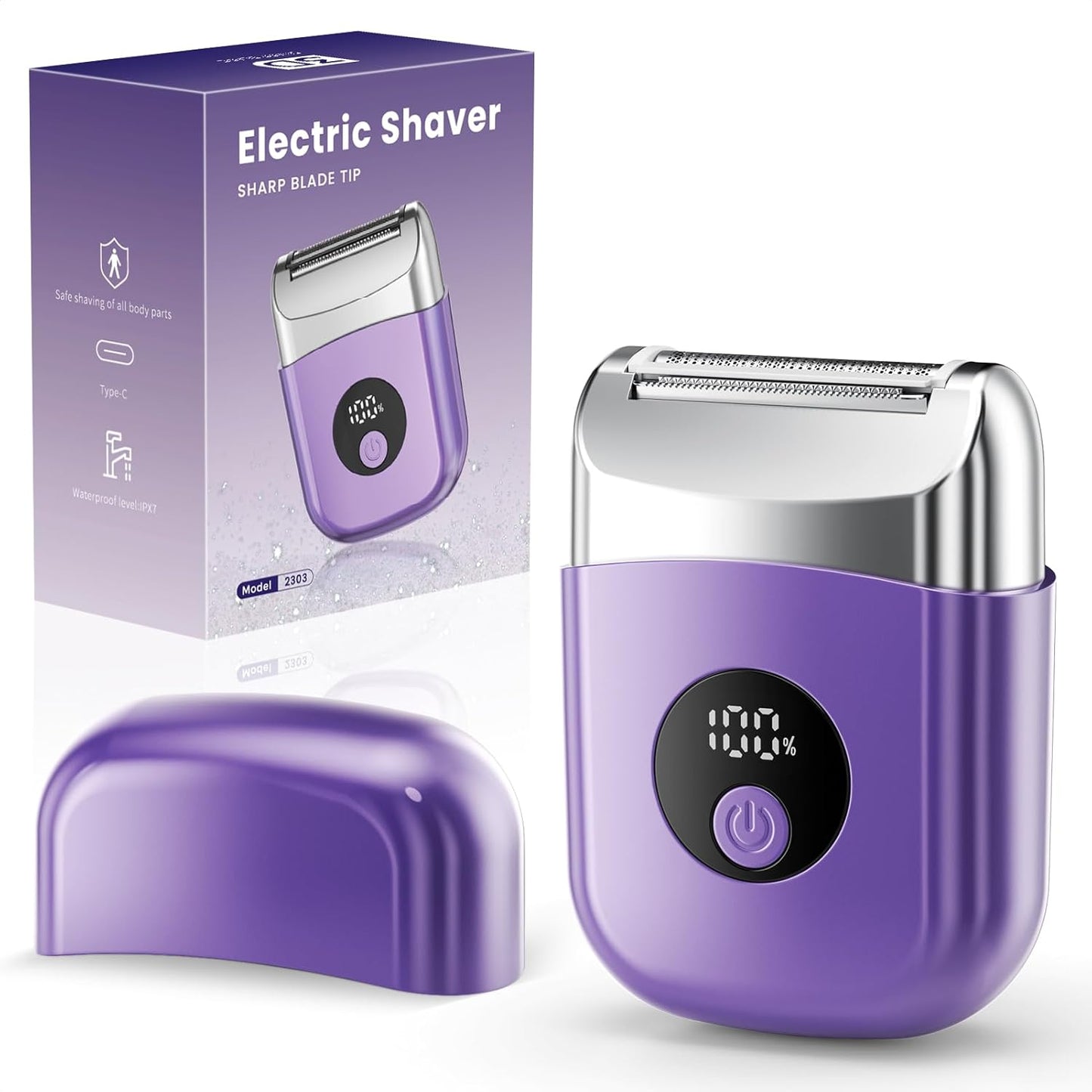 Cordless Electric Razor for Women - Waterproof Rechargeable Shaver with LED Display | Travel-Friendly Wet/Dry Trimmer for Body, Face, Bikini, Arms, Legs