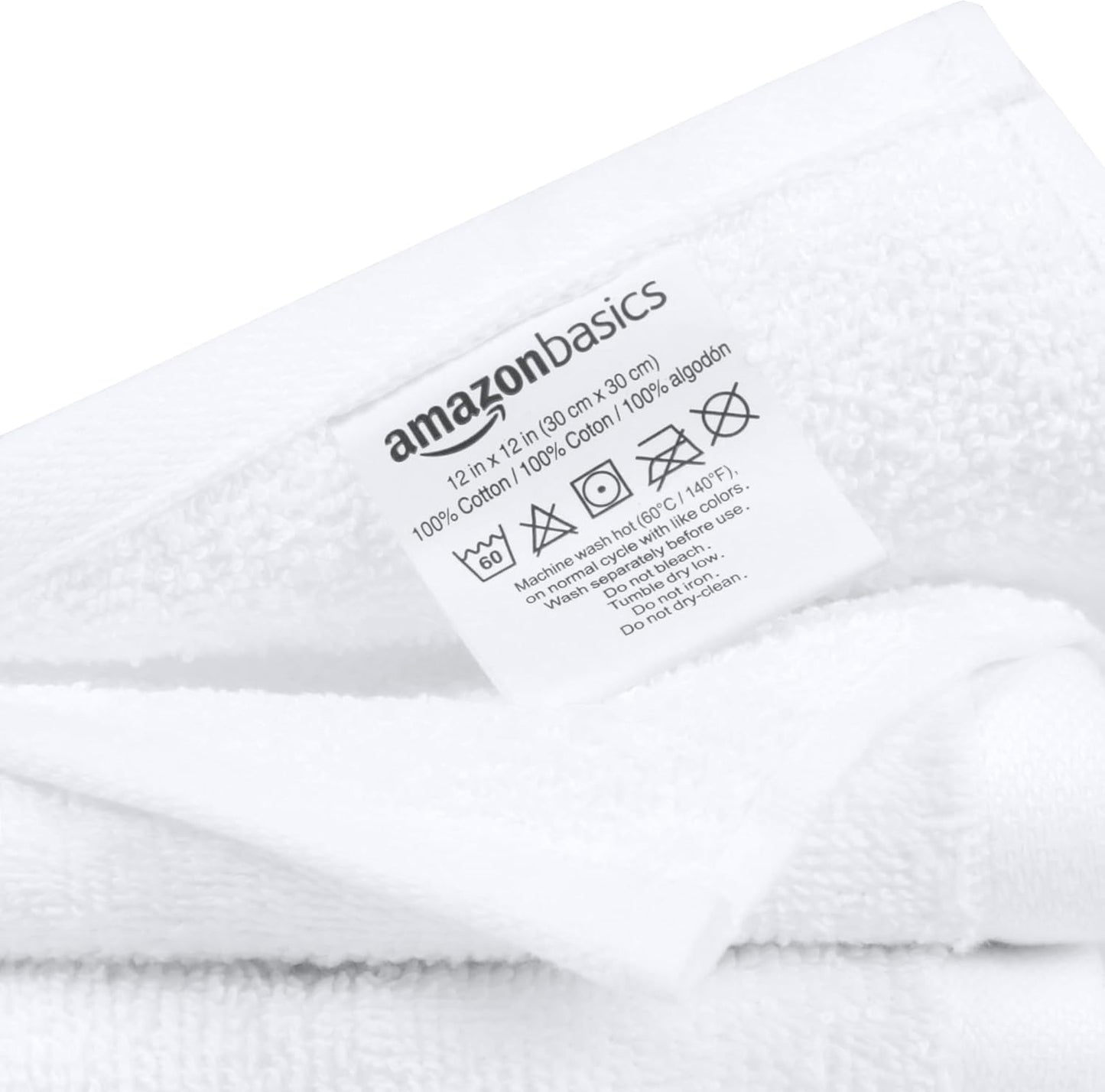 Fast Drying Cotton Washcloths - Soft & Highly Absorbent | 12 x 12 in, White, 24-Pack
