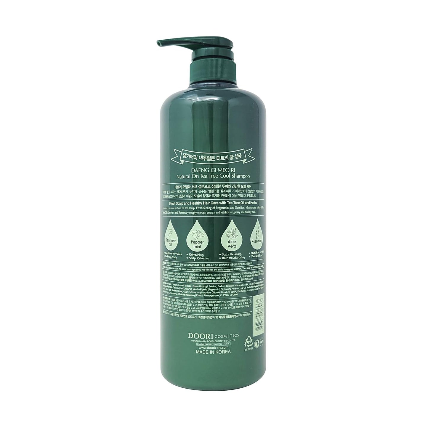Daeng Gi Meo Ri Tea Tree Cool Shampoo | Cooling Scalp Care with Tea Tree & Aloe Vera | Refreshes Oily Hair, Hydrates Dry Hair, Gentle Cleansing | 1000ml