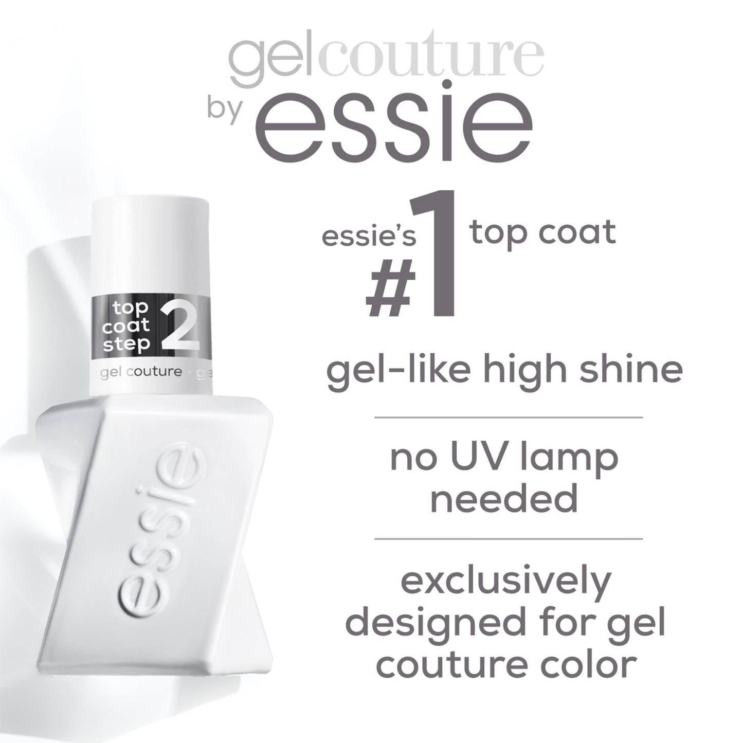 essie Gel Couture Longwear Top Coat Kit, Clear, Shiny Top Coat + Soft Matte Top Coat, 0.46 fl oz each