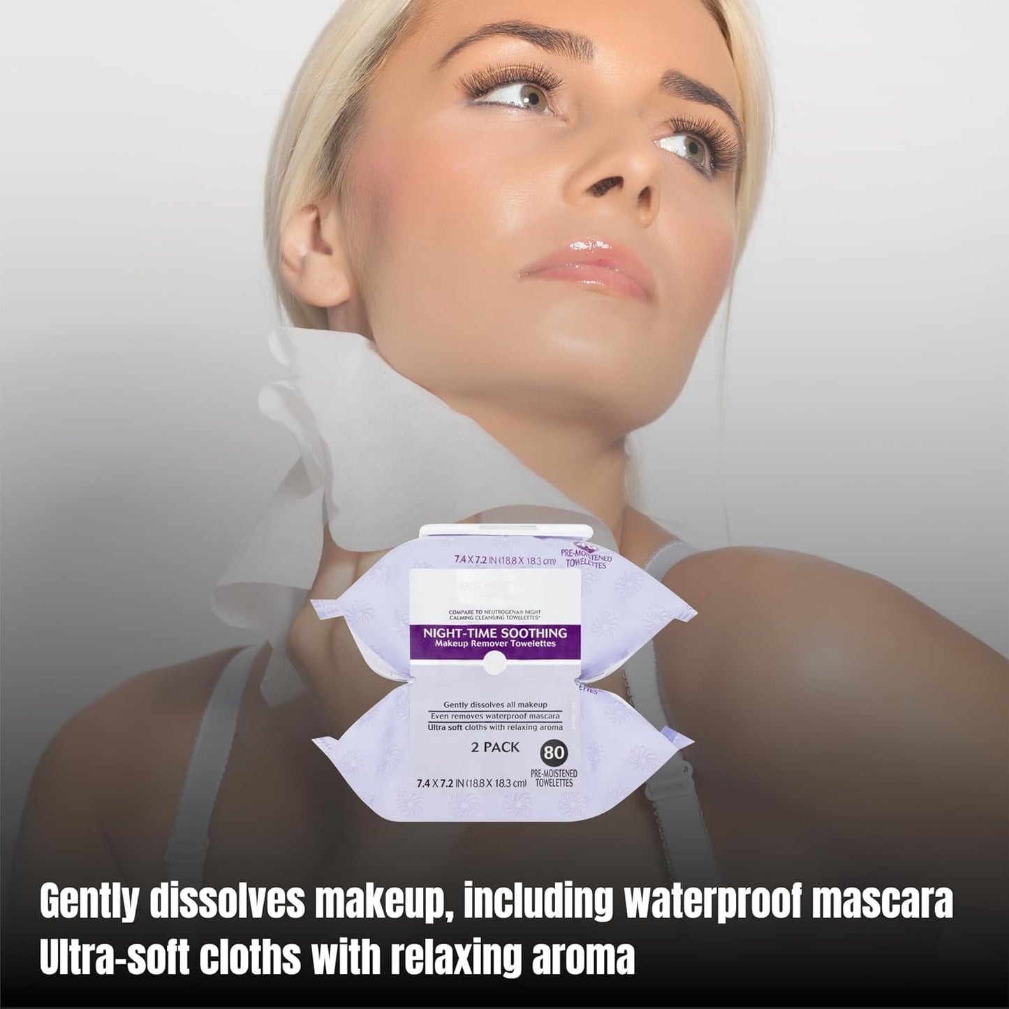 Equate Night-Time Makeup Remover Wipes - Soothing Formula | 40 Count, 2 Pack