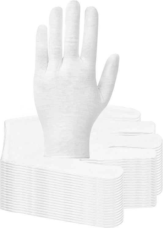 60 Pairs of Washable Pure Cotton White Gloves for Eczema & Jewelry Care