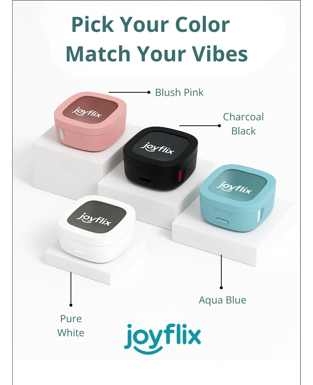 joyflix UV-C Toothbrush Sanitizer | Portable & Rechargeable | 99.9% Sanitization with Heating Function | Magnetic Mount, Travel-Friendly & Compact Design (White) (Pure White)
