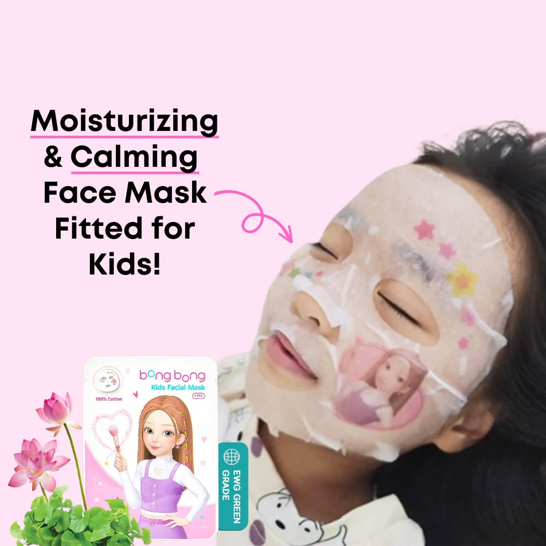 Kids Spa Facial Masks 5-Pack - 100% Cotton Sheets with Headband | Princess Masks for Spa Parties & Sleepovers