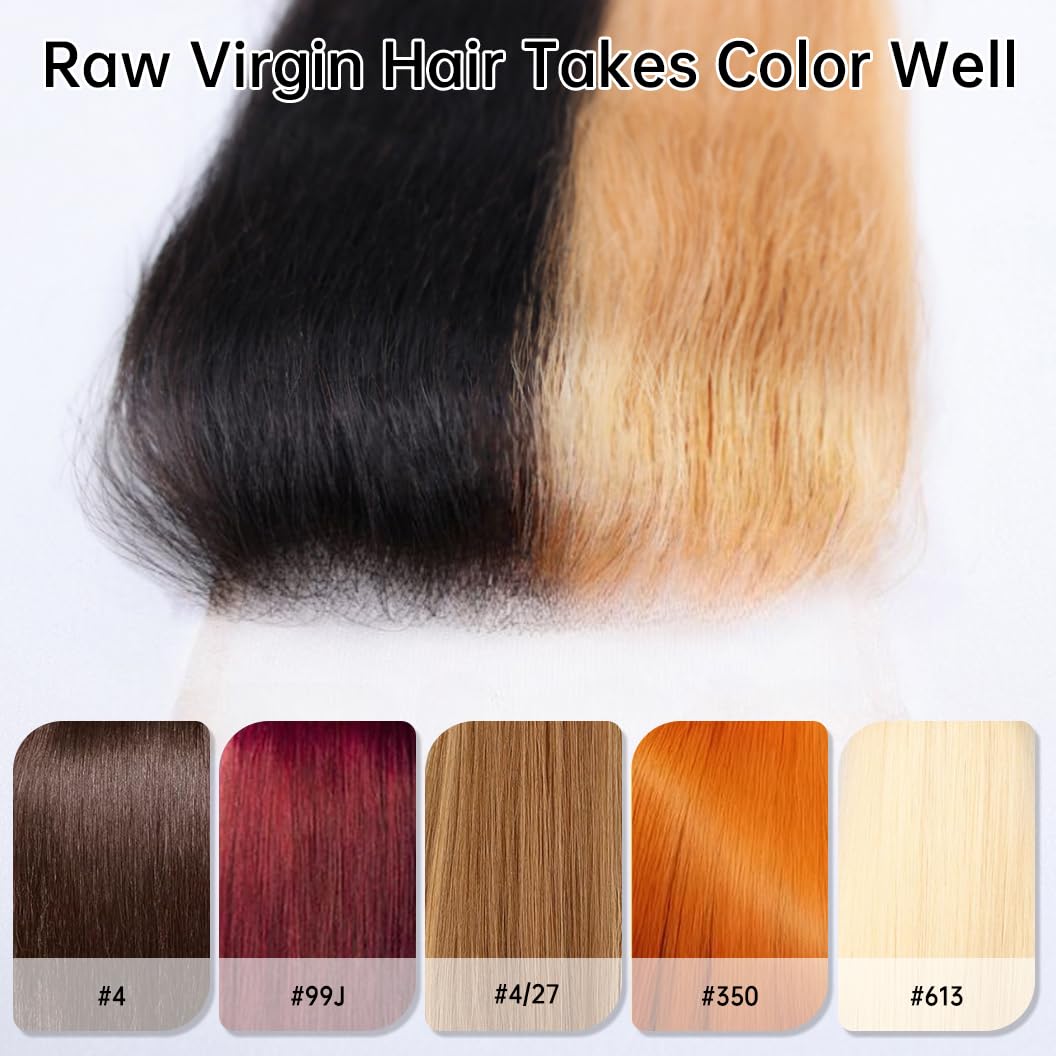 CindiRiver 2x6 HD Lace Closure 14 Inch Straight Human Hair, Invisible Virgin Real Swiss HD Lace, Natural Hairline, Skinlike Lace Frontal Closure Only