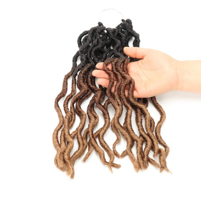 Eliza Wavy Gypsy LocsOmbre Crochet Hair 14" 8Packs/Lot Goddess Locs Synthetic Faux Locs African Roots Dreadlocs Synthetic Braiding Hair Extensions for Black Women(14",8Packs,OM3T3027)