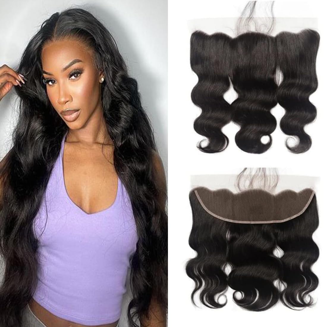 13x4 Lace Frontal Closure Body Wave Ear to Ear 16 Inch Brazilian Virgin Human Hair Closure Natural Black Color(13 x 4 Body Wave, 16 inch)